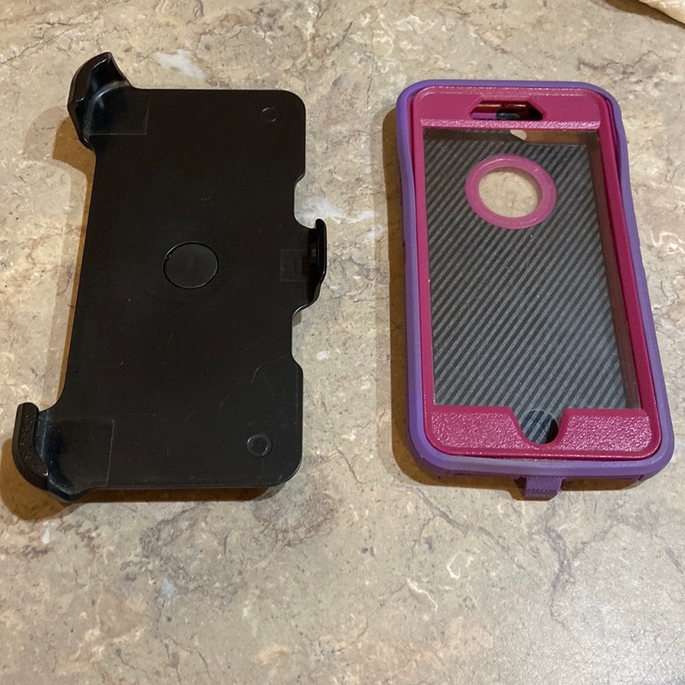 7+purple I phone case with clip